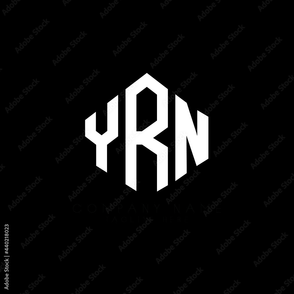 Obraz premium YRN letter logo design with polygon shape. YRN polygon logo monogram. YRN cube logo design. YRN hexagon vector logo template white and black colors. YRN monogram, YRN business and real estate logo. 