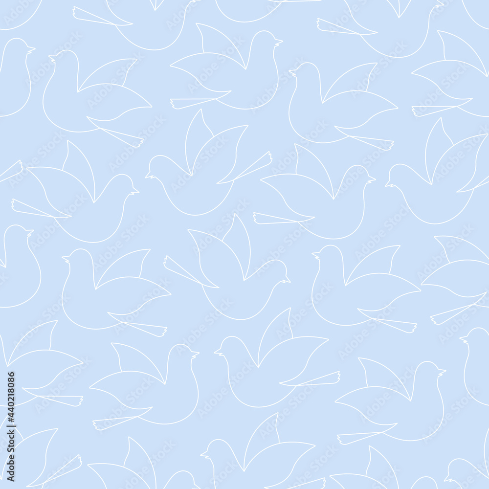 Dove. Silhouette. Pigeon - a symbol of peace. Drawing with white lines ...