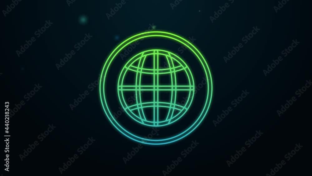Glowing neon line Global technology or social network icon isolated on black background. 4K Video motion graphic animation Glowing neon line Global technology or social network icon isolated on black background. 4K Video motion graphic animation