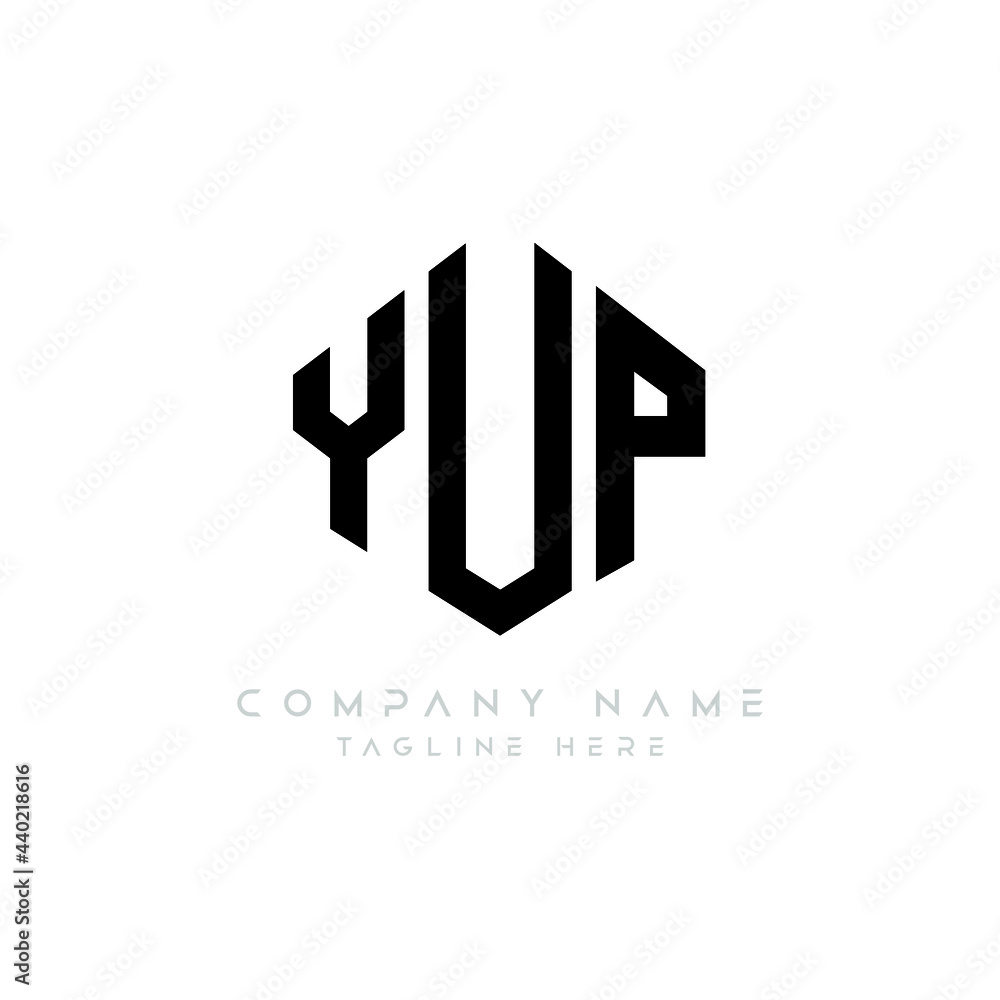 Fototapeta premium YUP letter logo design with polygon shape. YUP polygon logo monogram. YUP cube logo design. YUP hexagon vector logo template white and black colors. YUP monogram, YUP business and real estate logo. 