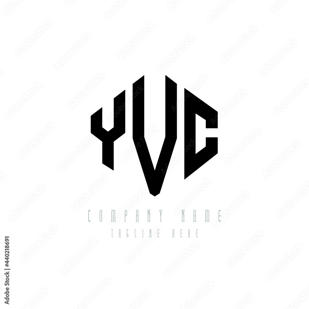 Obraz premium YVC letter logo design with polygon shape. YVC polygon logo monogram. YVC cube logo design. YVC hexagon vector logo template white and black colors. YVC monogram, YVC business and real estate logo. 