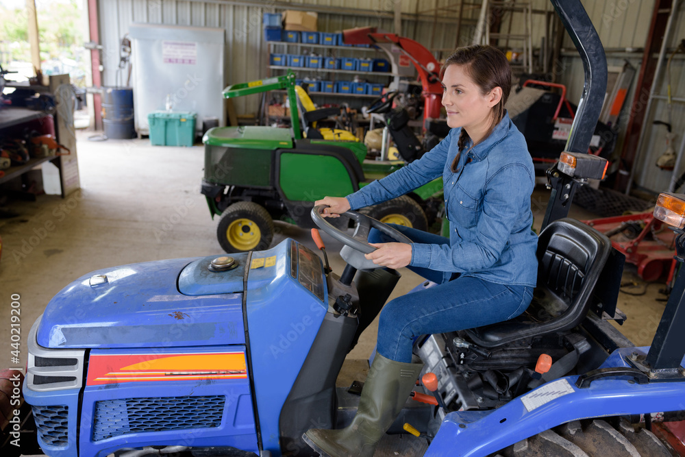 a woman in a barn