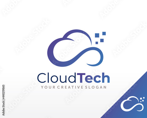 Cloud Tech Logo. Smart Digital Cloud Logo Design Vector