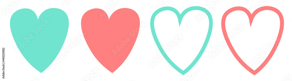 Heart icons, graphic design template, set Valentines Day symbols, vector illustration