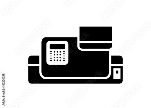 Postage meter machine. Simple illustration in black and white.