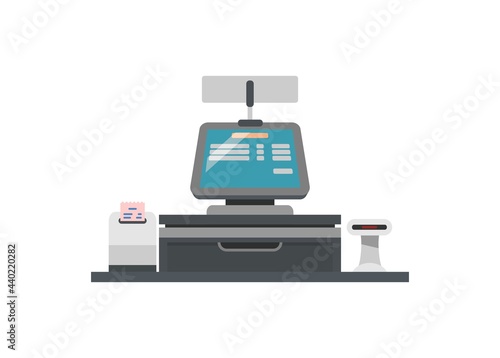 Cashier machine set. Simple flat illustration