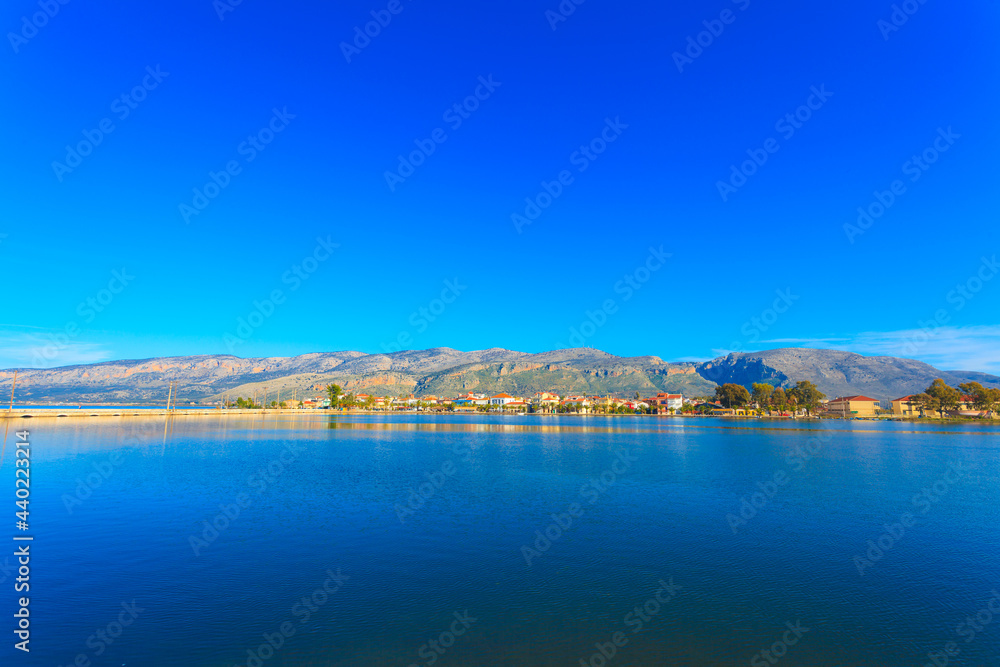Greece, Beautifull sea lake view in Aitoliko in Central Greece