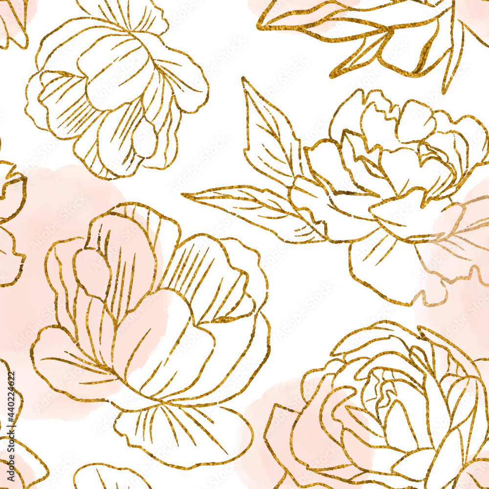 Gold flower wallpaper deals