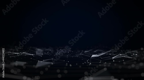 Digital background of slow motion dots and lines.
Abstract plexus technology concept. Big data connection. network internet  photo