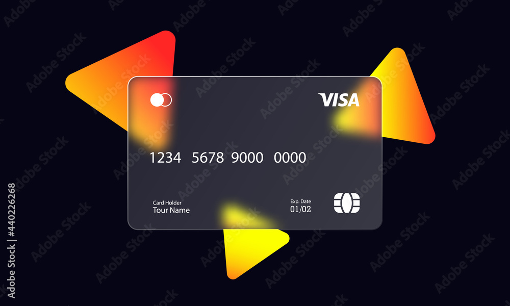Vetor de Visa, mastercard. Credit card icon. Glassmorphism style ...