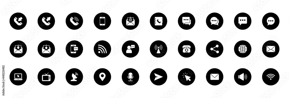 Communication sign icon set for web - obrazy, fototapety, plakaty 