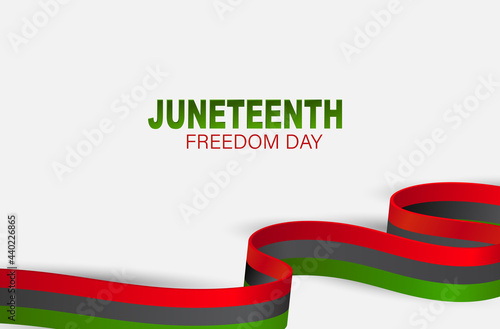 Juneteenth Freedom Day. 19 June African American Emancipation Day. Black, red, and green banner background with lettering. Vector illustration.