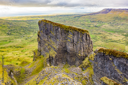 Aerial view of rock formation located in county Leitrim, Ireland called Eagles Rock photo