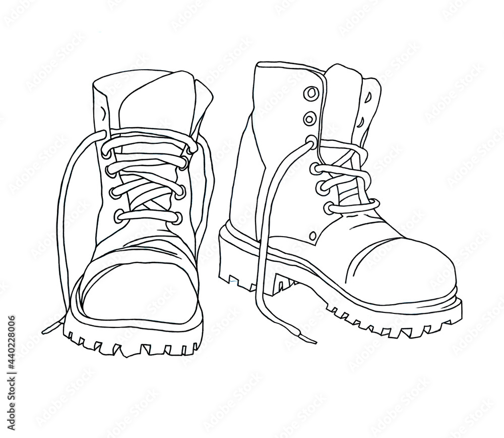 Graphics boots isolated on white background illustration for all prints;Travel  pattern. Illustration Stock | Adobe Stock