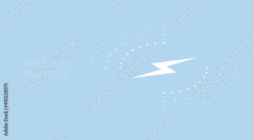 Wireless charger. Isometric 3d vector recharge symbol for infographic illustration. Charging energy lightning icon on blue background.