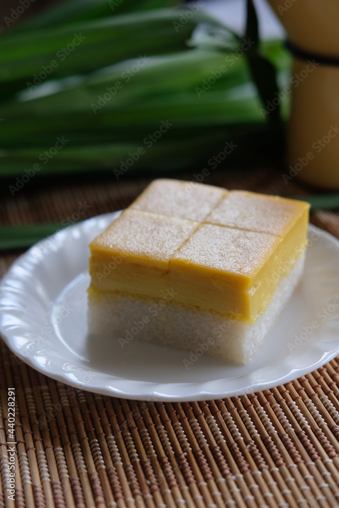 Malay Nyonya South East Asian Traditional Dessert Kuih Talam Durian