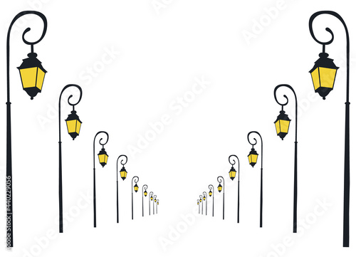 alley street, park lantern, decorative lantern isolated