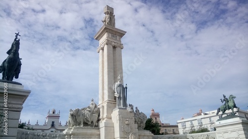 Monument to the 1812 Spanish Constitution in the Plaza de Espana Square. Cadiz, Andalusia, Spain