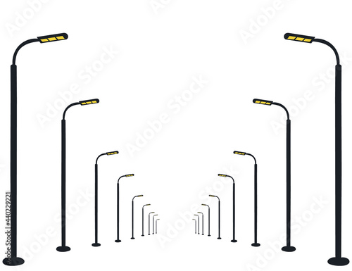 alley of city lanterns isolated, vector