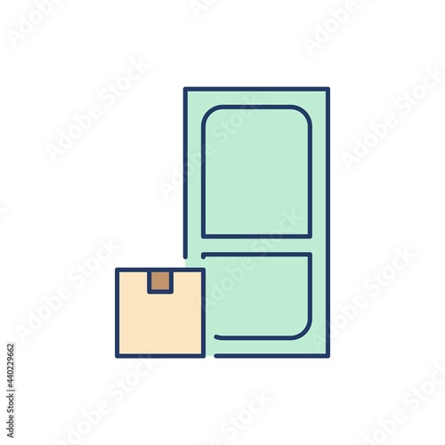 Delivery parcel to the door flat line icon