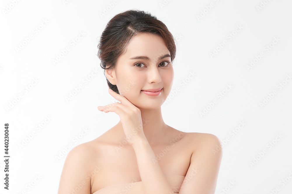 Beautiful young asian woman with clean fresh skin on white background, Face care, Facial treatment, Cosmetology, beauty and spa, Asian women portrait. Beautiful young asian woman with clean fresh skin on white background, Face care, Facial treatment, Cosmetology, beauty and spa, Asian women portrait.