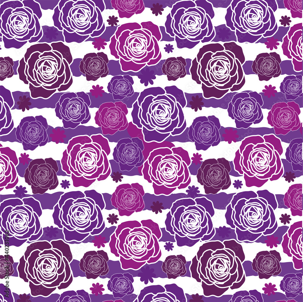 Rose flowers pattern, wallpaper with horizontal striped lines.Abstract flower illustration design. Rose flowers pattern, wallpaper with horizontal striped lines.Abstract flower illustration design.