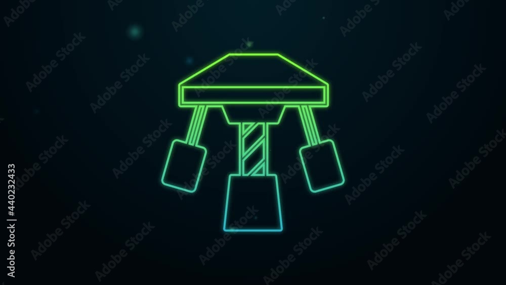Glowing neon line Attraction carousel icon isolated on black background. Amusement park. Childrens entertainment playground, recreation park. 4K Video motion graphic animation Glowing neon line Attraction carousel icon isolated on black background. Amusement park. Childrens entertainment playground, recreation park. 4K Video motion graphic animation