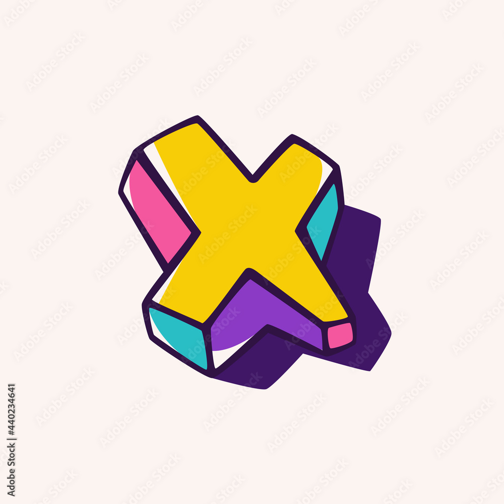Fototapeta premium Letter X logo in cubic children style based on impossible isometric shapes.