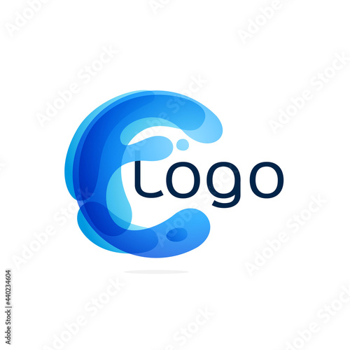 Sphere logo made of twisted blue waves.