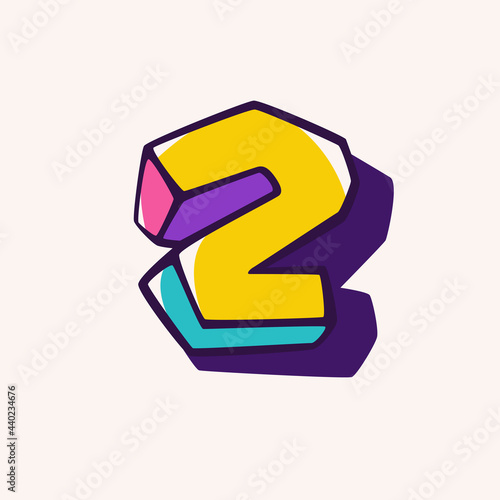 Number two logo in cubic children style based on impossible isometric shapes.