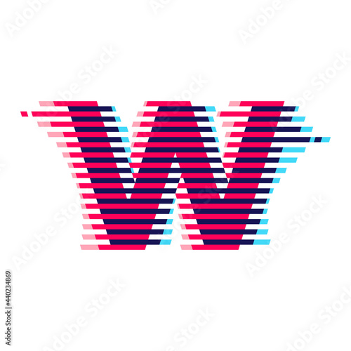 W letter logo with vibrant line glitch effect.