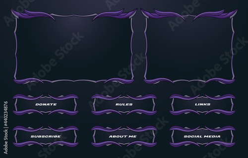 twitch border and menu panel overlay design set