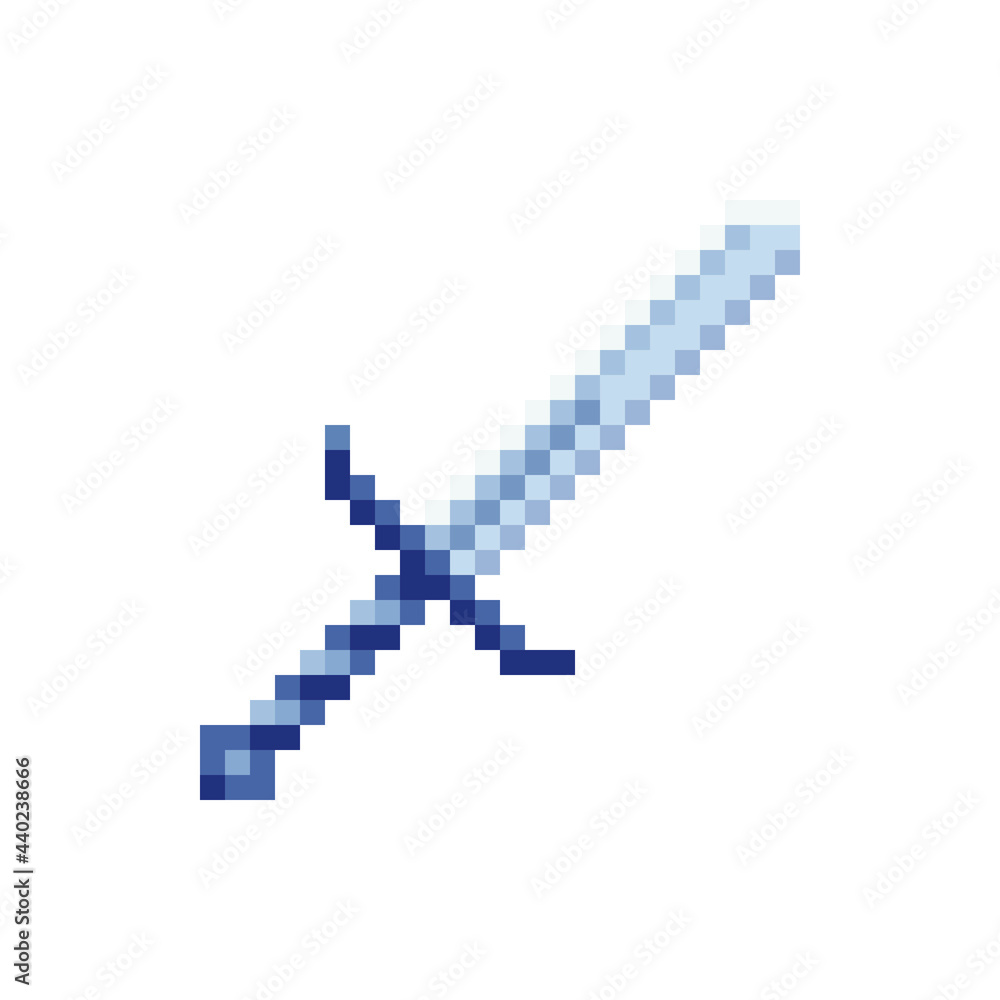 Sword. Medievalist weapons. Pixel art style icon, isolated vector illustration. Design for sticker, mobile app and logo. Game assets 8-bit sprite. Sword. Medievalist weapons. Pixel art style icon, isolated vector illustration. Design for sticker, mobile app and logo. Game assets 8-bit sprite.
