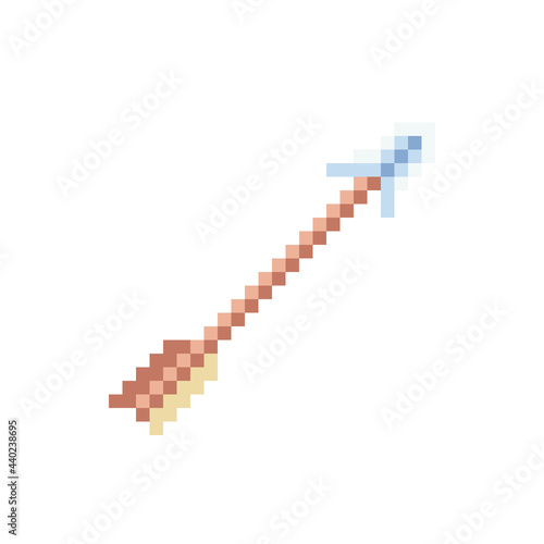 Arrow. Medievalist weapons. Native American indian weapon pixel art style icons set  isolated vector illustration. Design for sticker  mobile app and logo. Game assets 8-bit sprite.