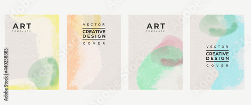 Cover design vector set. Watercolor book cover design, Abstract art design with colorful watercolor background. Can be use for poster, wall arts, magazine,  brochure , banner and website. photo