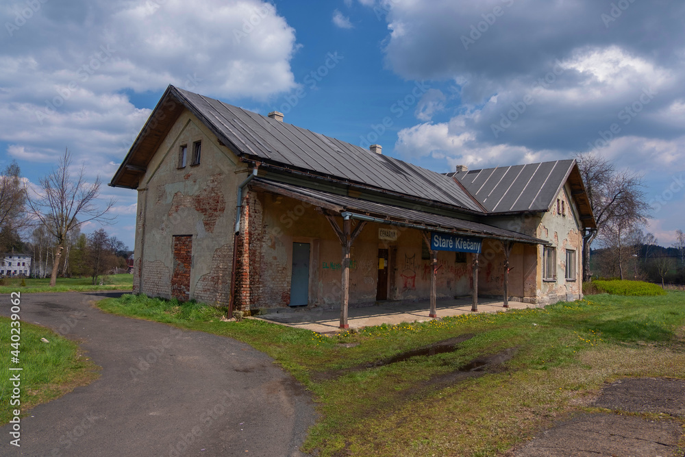 Old railway station in the village of Staré Křečany in the Czech Republic. Old railway station in the village of Staré Křečany in the Czech Republic.