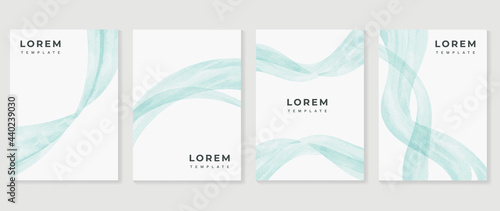 Cover design vector set. Watercolor book cover design, Abstract art design with colorful watercolor background. Can be use for poster, wall arts, magazine,  brochure , banner and website.