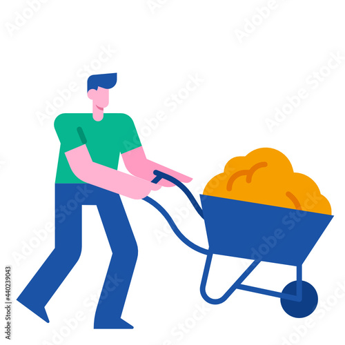 Working man with a wheelbarrow icon