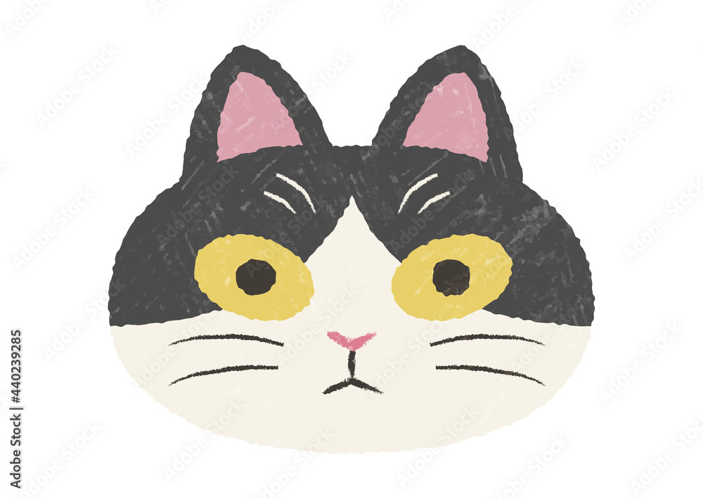 ぶさかわハチワレ猫の手描き風テクスチャ付きアイコン