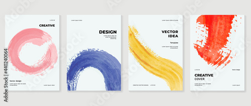Cover design vector set. Watercolor book cover design, Abstract art design with colorful watercolor background. Can be use for poster, wall arts, magazine,  brochure , banner and website.