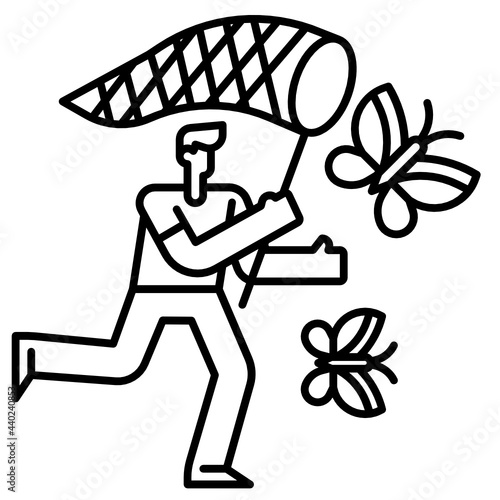 Man catching butterflies icon