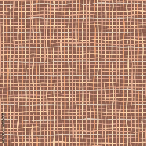 Brown linen or jute texture. Seamless pattern of textile. Repeating linen texture in dark colors. Nice for fabric, wrapping, scrapbooking or wallpaper.