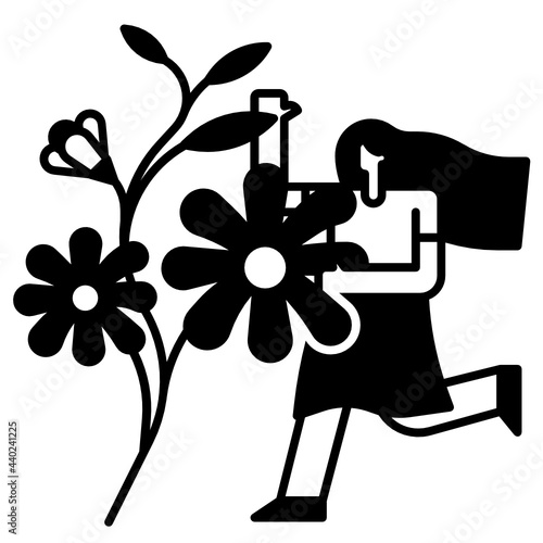 Woman with flowers icon