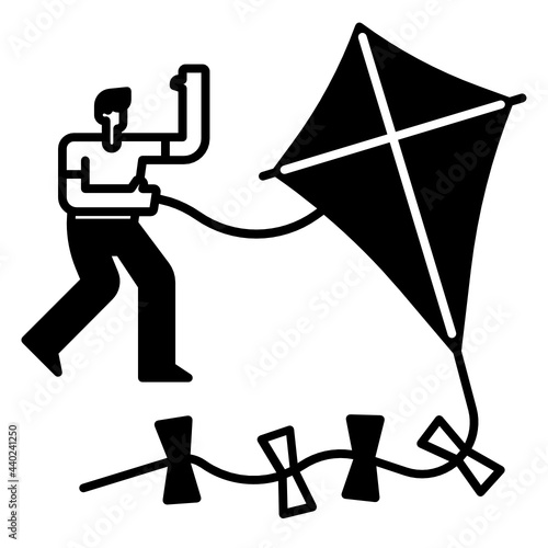 Man flying a kite icon