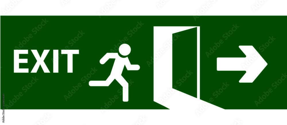Emergency exit door. The fire exit emergency door guides the safe exit. Safe exit concept. Vector design Eps 10. Emergency exit door. The fire exit emergency door guides the safe exit. Safe exit concept. Vector design Eps 10.