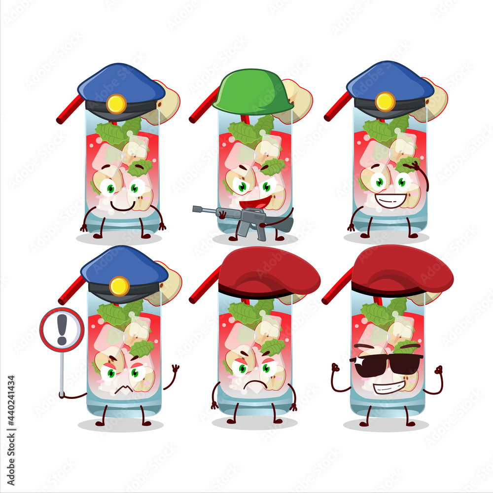 A dedicated Police officer of apple mojito mascot design style A dedicated Police officer of apple mojito mascot design style