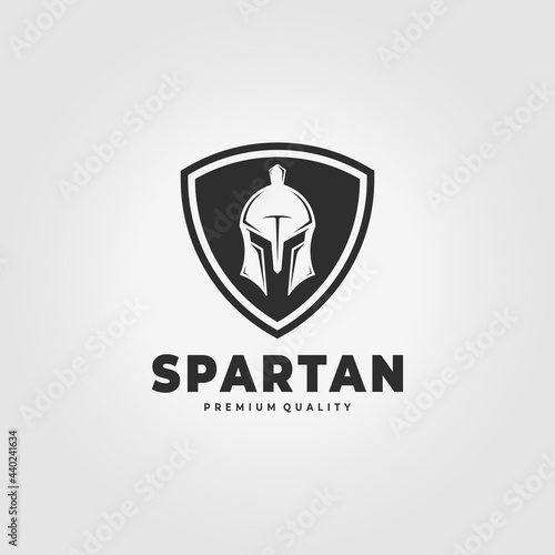 Shield of Spartan Logo Vintage Vector Illustration Design