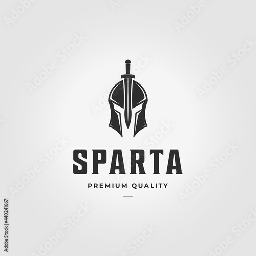 Spartans Armour with Swords Logo Vintage Vector Illustration Design