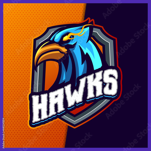 Phoenix Hawk Eagle mascot esport logo design illustrations vector template, Falcon Egypt logo for team game streamer youtuber banner twitch discord, full color cartoon style