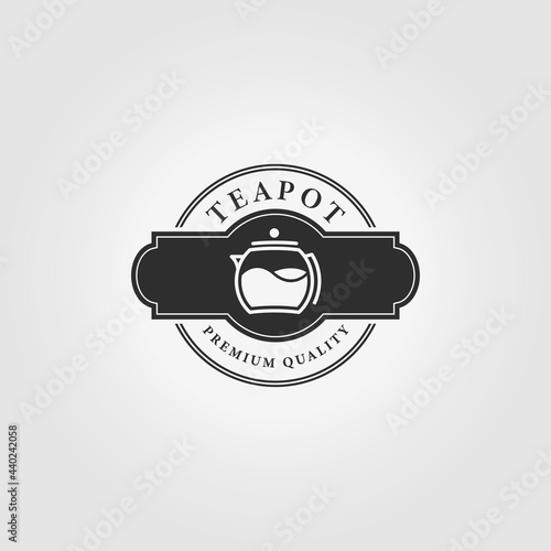 Label of Teapot Logo Vintage Vector Illustration Design
